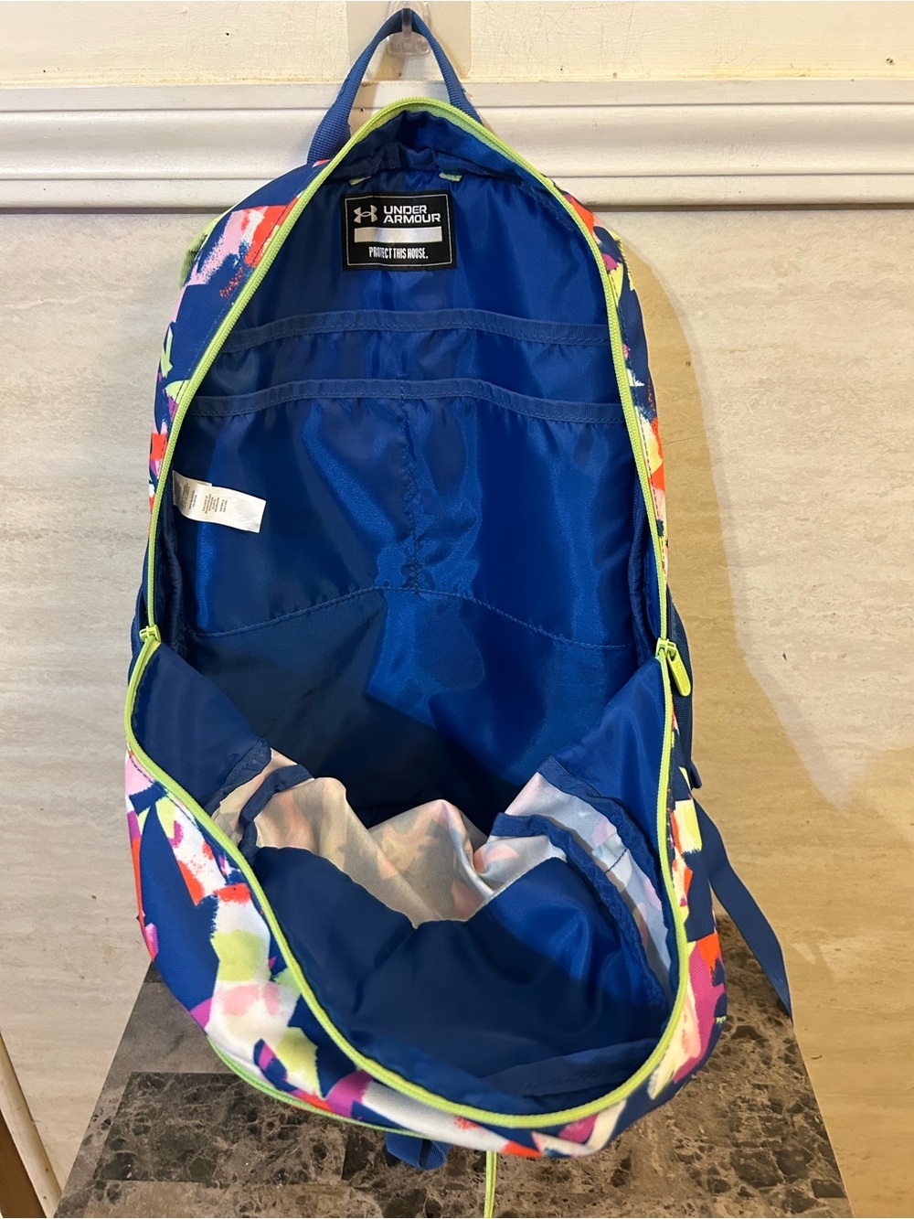 Under Armour Hustle Sport Backpack “ Tech Blue" pattern Colorway” - Picture 7 of 15